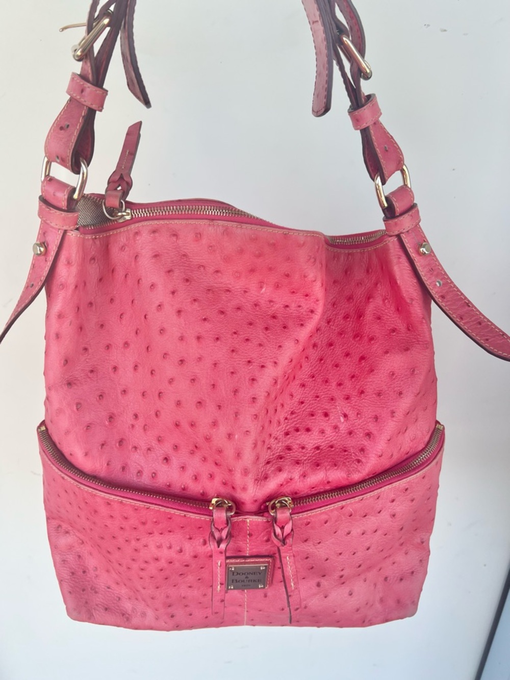 Dooney & Bourke Large Pink Ostrich Pocket Sac shoulder bag - Picture 7 of 16